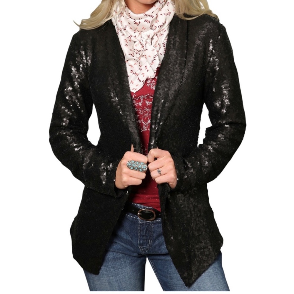 Cruel Denim Tuxedo Sequin Blazer Size Small